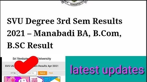 SVU DEGREE 3rd SEM RESULTS DECLARED 2021/SRI VENKATESWARA UNIVERSITY DEGREE 3rd SEM RESULTS DECLARED