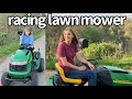 I let the girls drive my racing lawnmower I.T.Creations