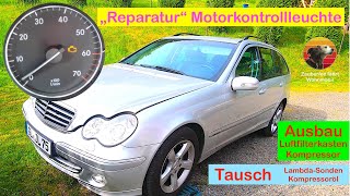 Mercedes W203, W211 M271 Engine: Removing Air Filter Box, MAF Sensor, O2 Sensor, Supercharger Oil...