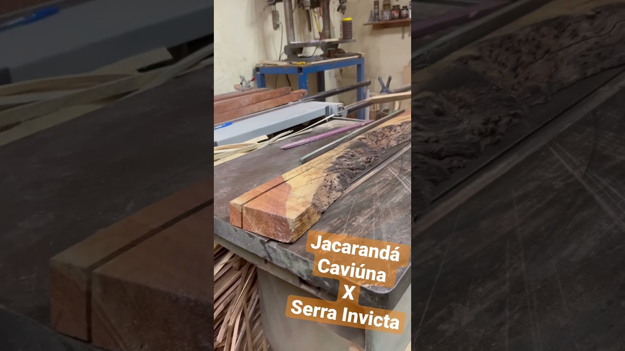 Corte longitudinal em Jacarandá Caviúna