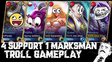 4 Support 1 Marksman Troll Gameplay | Mobile Legends | WTF