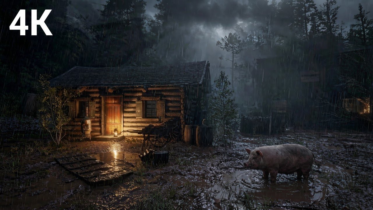 A Mist Enveloped Cabin in the Storm 🌧️ 10 Hours of Gentle Rain & Rolling Thunder for Sleep