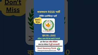 Rajasthan RSSB Teaching Associate Job Vacancy 2026 #jobvacancy #rssb #rajasthan