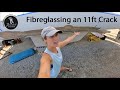 Fibreglass Repair of an 11ft Crack - Hurricane damaged Catamaran (S2 E62 Barefoot Sail and Dive)