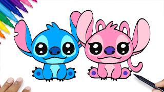 how draw stitch angel easy