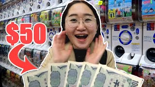 Japanese girl does the $50 Gacha Gacha Challenge!