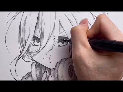 五等分の花嫁 中野三玖をシャーペンと筆ペンで描いてみた 墨絵 筆絵 アナログイラスト Youtube