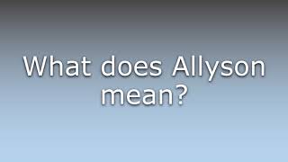 What does Allyson mean?