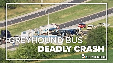 Raw drone video: Greyhound bus crash in Highland, Illinois