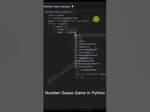 Number Guess Game in PYTHON | Learning PYTHON Easy Way !!!!! #shorts ...