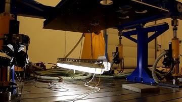 Seismic test of lights on our Multi-axial shaker table - ETC Prague.