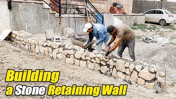 How to Build a Stone Retaining Wall ( 5 Part ) | DIY Backyard