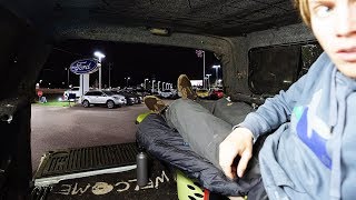 Urban Stealth Truck Camping Overnight in Ford Dealership