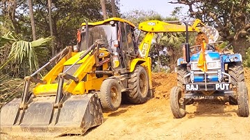 Jcb 3dx Backhoe Loader Machine Loading Mud In Sonalika 42 Di Rx Tractor | Jcb Tractor Cartoon | Jcb