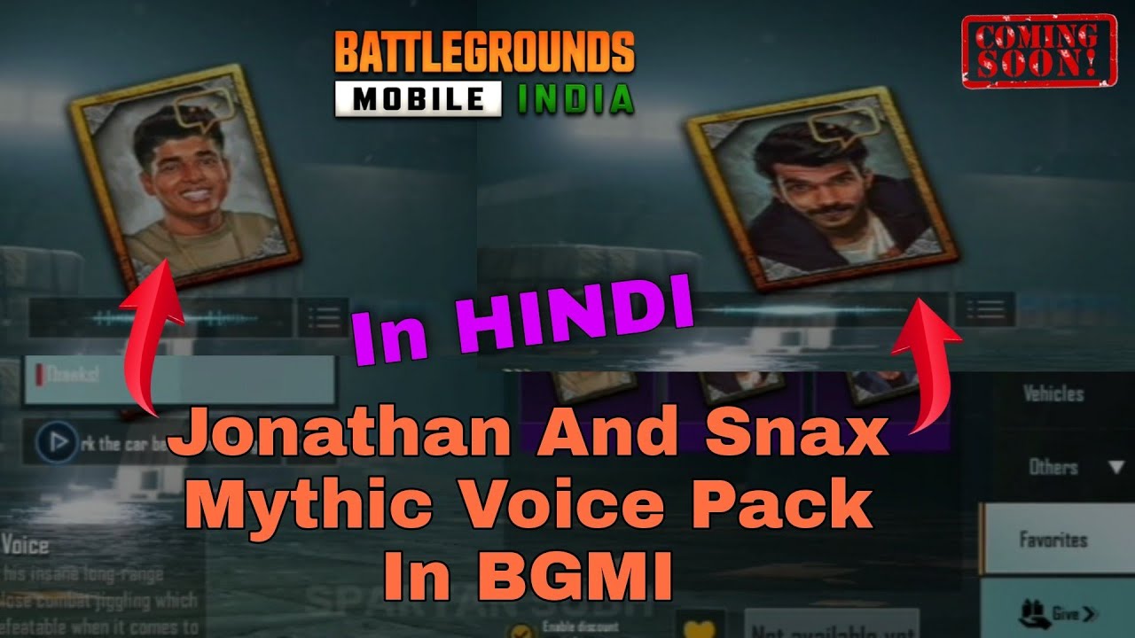 Jonathan And Snax Mythic Hindi Voice Pack In BGMI丨APEX OP - YouTube