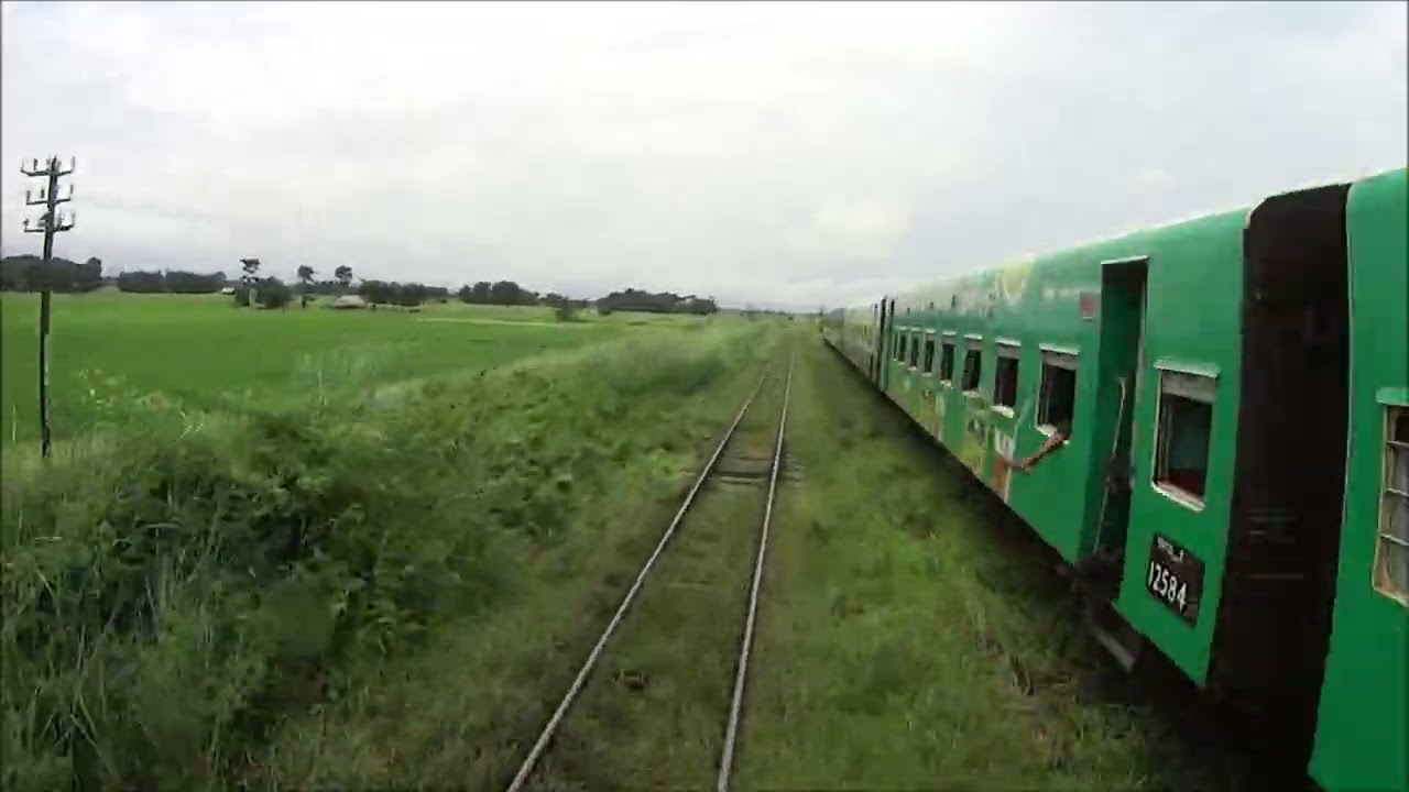 Myanmar Railway, Yangon-Mandalay Line at driver's seat, Yangon to Tangu Part9,ミャンマー鉄道ヤンゴンｰマンダレーライン