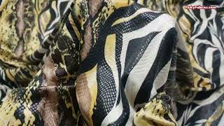 Abstract Snake Animal Print With Clear Foil Lightweight Poly Spandex Venezia Fabric