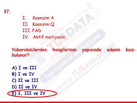 Ekim 2020 TUS Sınavı Soruları ve Açıklamalı Cevapları - Biyokimya - YouTube