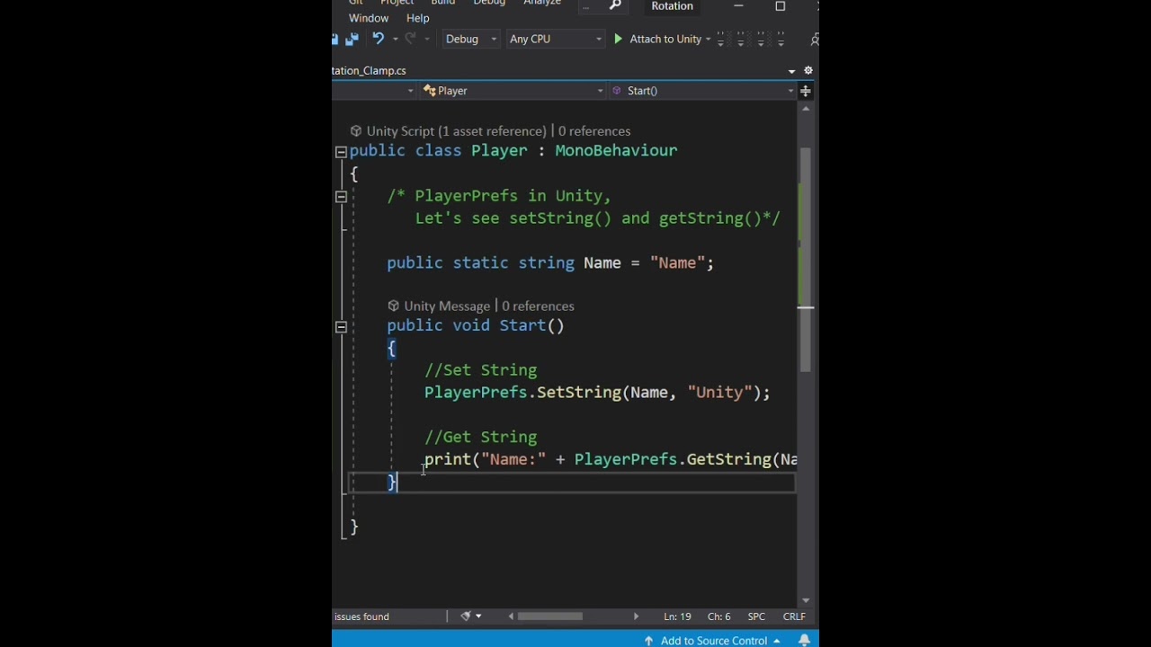 PlayerPrefs in Unity, SetString() and GetString() methods 