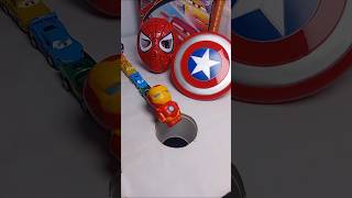 Big marvel and big spiderman push ironman into pit #marvel #spiderman #ironman #shortvideo