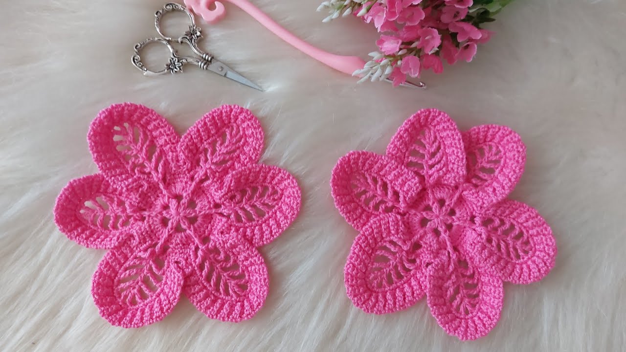 Muhteşem güzellikte çiçek yapımı🌺 easy flovers crochet #motif