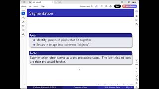 Computer Vision: 2nd lecture (regions of images and segmentation, feature detection)
