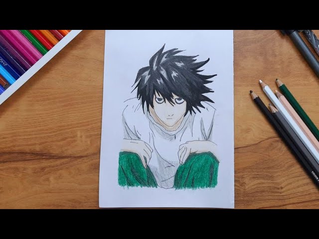 How to draw L (Ryuzaki) from Death Note エル・ローライト 竜崎 