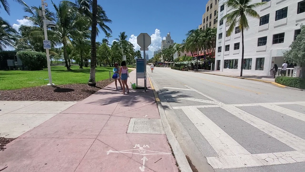 POV Collins Ave Miami Beach Florida Art Deco Buildings Palm Trees and beautiful people!