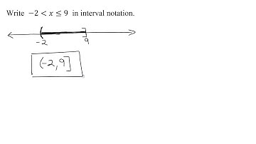Write a Compound Inequality in Interval Notation: -2 is Less Than x and x is Less Than or Equal to 9