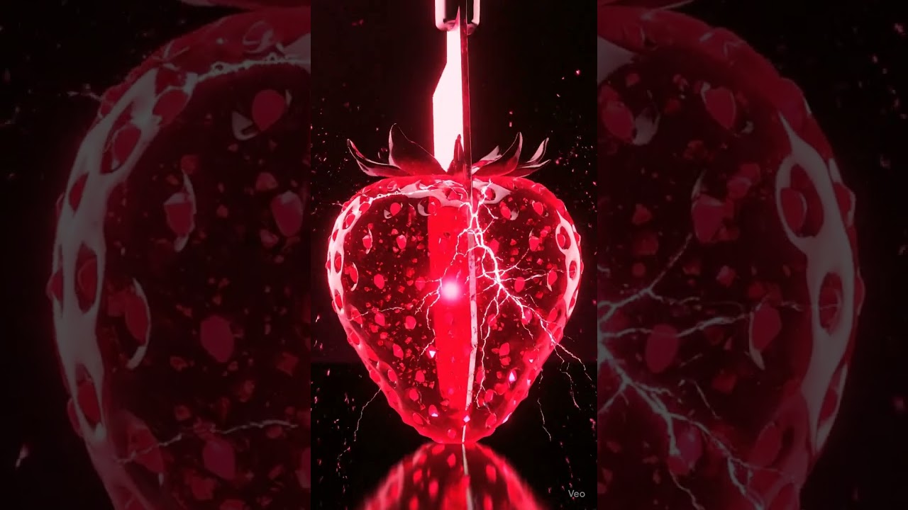 Glass strawberry cracks then explodes into rubies 🍓💎 