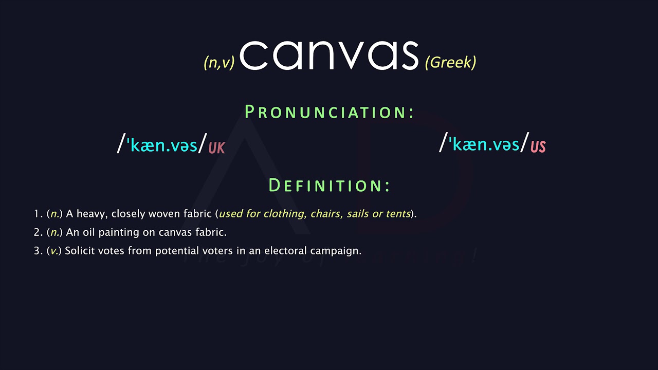 Canvas Meaning And Pronunciation | Audio Dictionary - YouTube