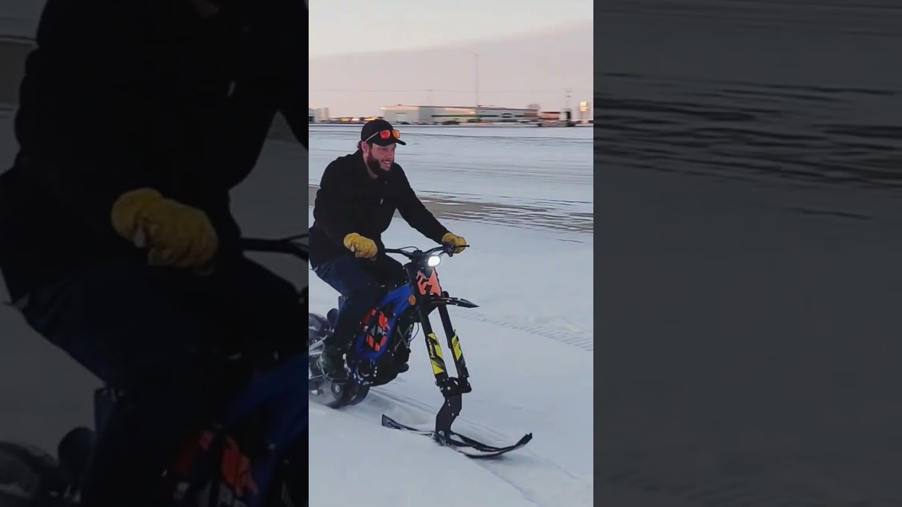 riding the surron light bee x with snow bike conversion kit for the 1st time 