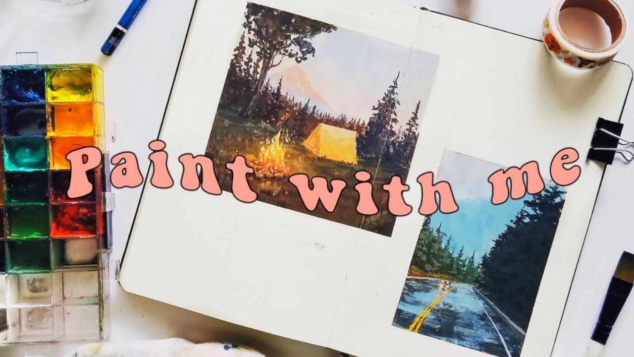 Paint with Me 🏕️ Cozy Scenes in my Sketchbook with Gouache
