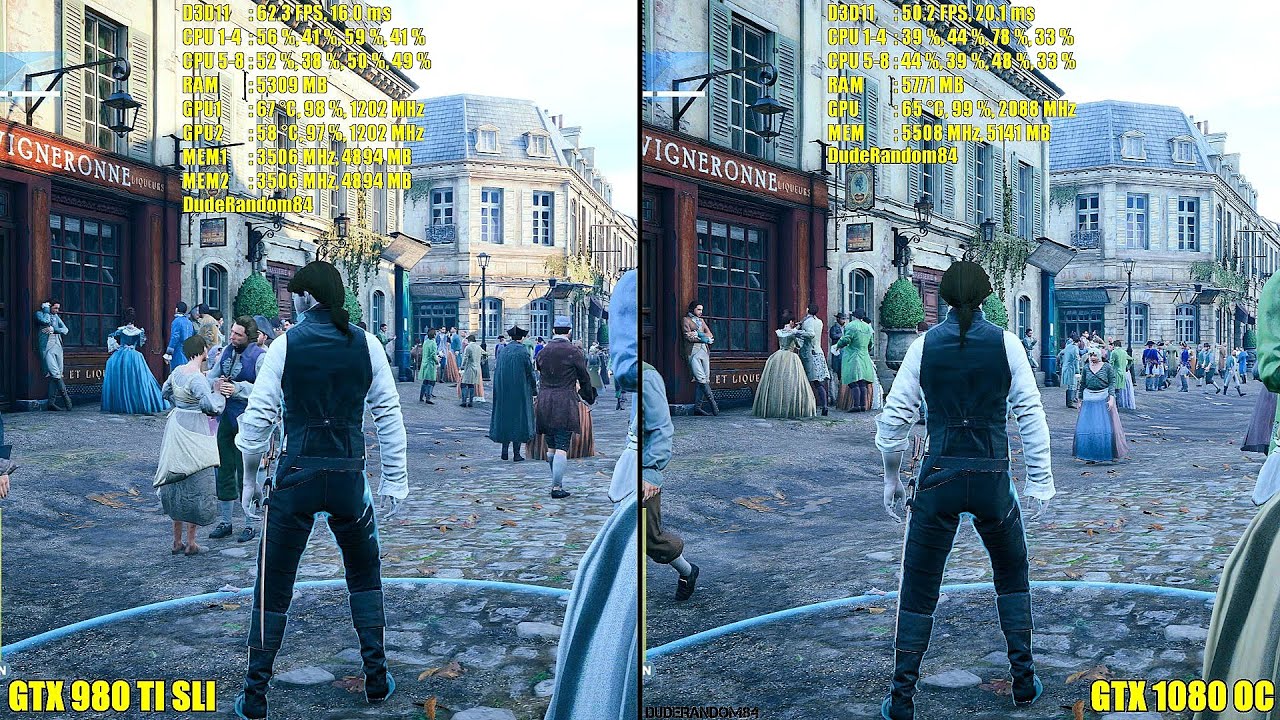 GTX 1080 Overclocked Vs GTX 980 TI SLI Assassin s Creed Unity Frame Rate Comparison YouTube