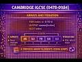 CAMBRIDGE IGCSE (0478/0984) Arrays and iteration
