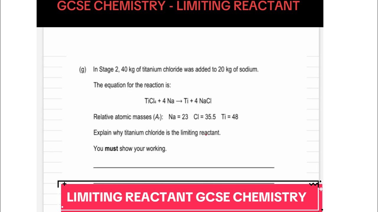Calculating the limiting reactant - GCSE CHEMISTRY - YouTube