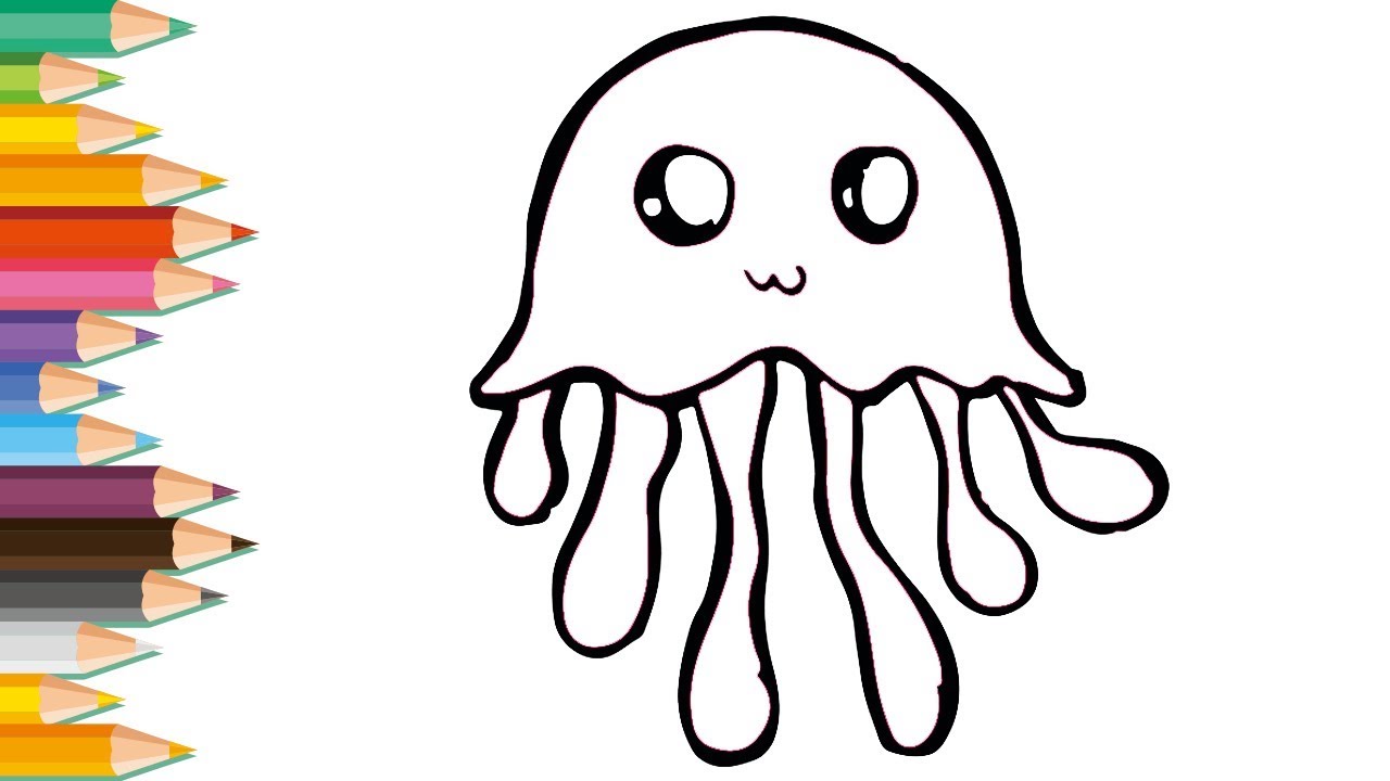 Drawing And Coloring A Cute Jellyfish Super Easy Lovely Kids