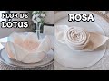🪷FLOR DE LÓTUS E 🌹ROSA COM GUARDANAPO DE PANO TECIDO | (DOBRADURAS) | Napkin Lotus Rose Folding