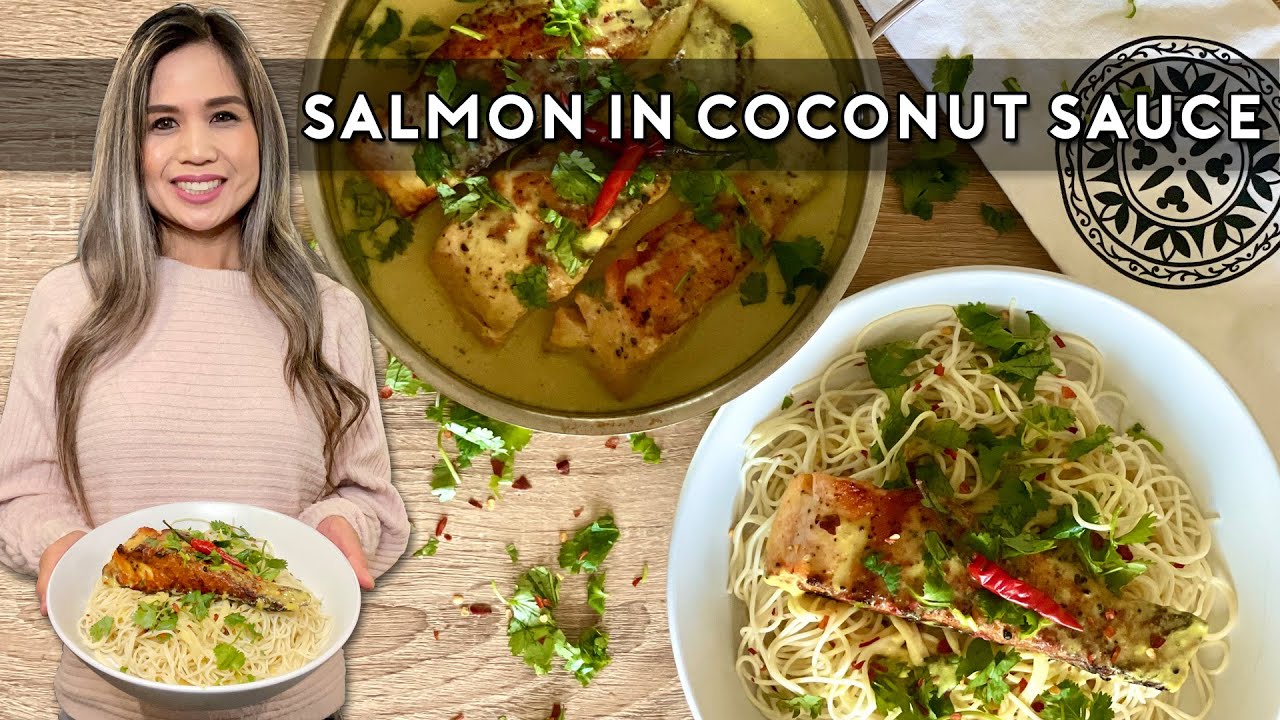 SALMON IN COCONUT SAUCE WITH ANGEL HAIR PASTA | Soooo Good!!