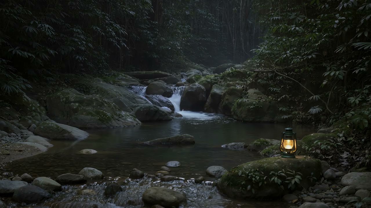 Peaceful Forest River Sounds | Dark Screen | Gentle Sleep & Meditation | 3 Hours
