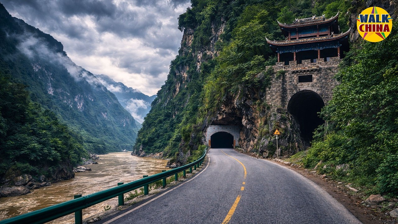 Выезд из самого узкого уезда Китая | Каньонная дорога Яньцзинь–Доушагуань 4K POV
