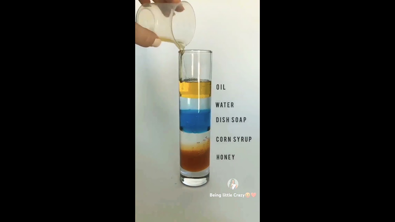  Colourful Liquid Density Gradient Layers Of In Glass Awesome Science Experiment