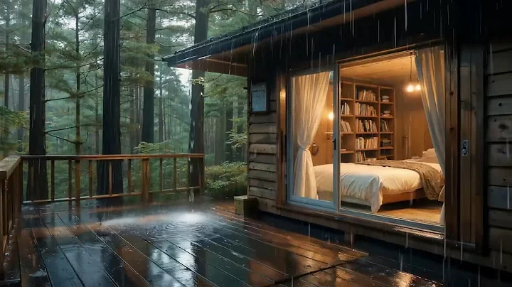 Fall Asleep Fast • Rain & Soft Piano in a Cozy Forest Cabin