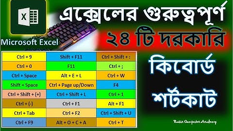 এক্সেলে 24টি গুরুত্বপুর্ন কিবোর্ড সর্টকাট / MS Excel Top 24 Keyboard Shortcuts / #excelshortcutkeys