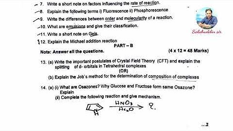 OU BSc (CBCS) Chemistry IV sem question paper  jun/jul 2023 | Osmania university