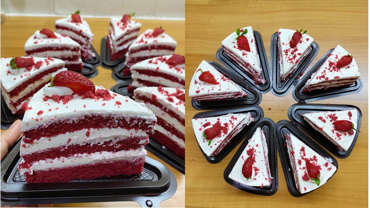 Red Velvet ekonomis cuma 2 telur Slice Cake cocok untuk ide jualan