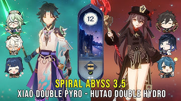 C0 Xiao Double Pyro and C1 Hutao Double Hydro - Genshin Impact Abyss 3.5 - Floor 12 9 Stars