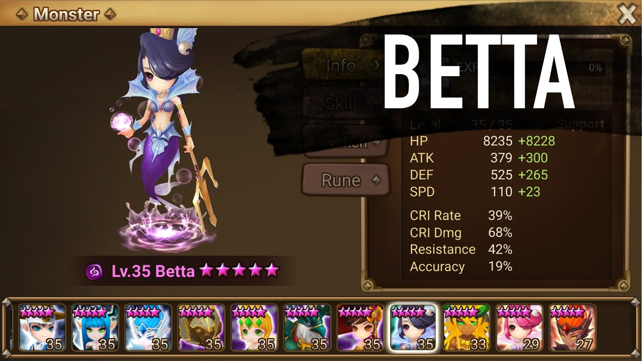 Summoners War: Betta (Dark Mermaid) Review + Gameplay