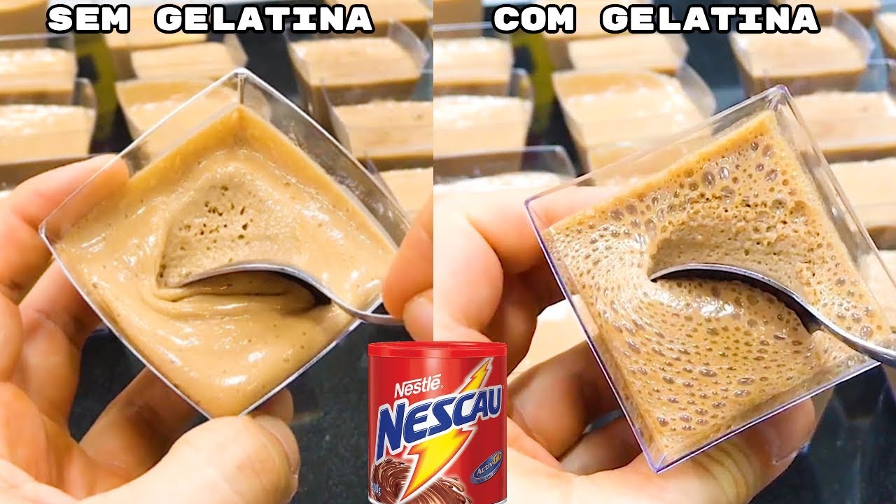 PRONTO EM 2 MINUTOS MOUSSE DE NESCAU SEM GELATINA X COM GELATINA SEMANA NINJA COM DOUGLAS VIEGAS