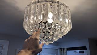 Affordable Mini Crystal Chandelier Ceiling Light,Flush Mount Modern Round K9 Crystal Raindrop Ceilin